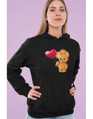 Sweat à capuche 3D animé OURSON AVEC UN BALLON COEUR