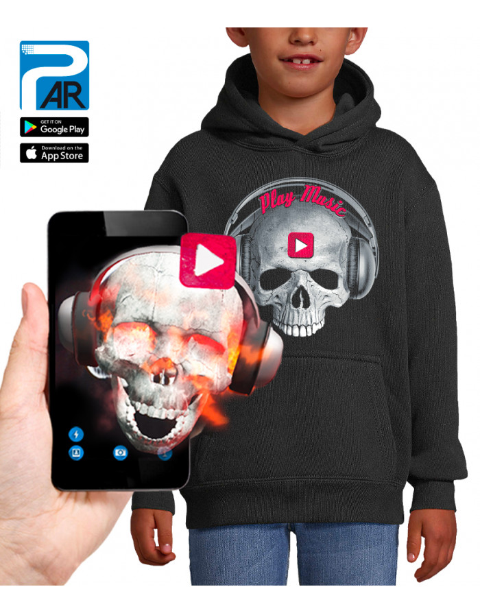 Sweat à capuche 3D animé CRÂNE PLAY MUSIC