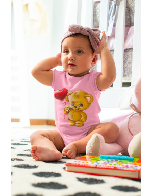 Body BÉBÉ 3D animé OURSON AVEC UN BALLON COEUR Body BÉBÉ 3D animé OURSON AVEC UN BALLON COEUR
