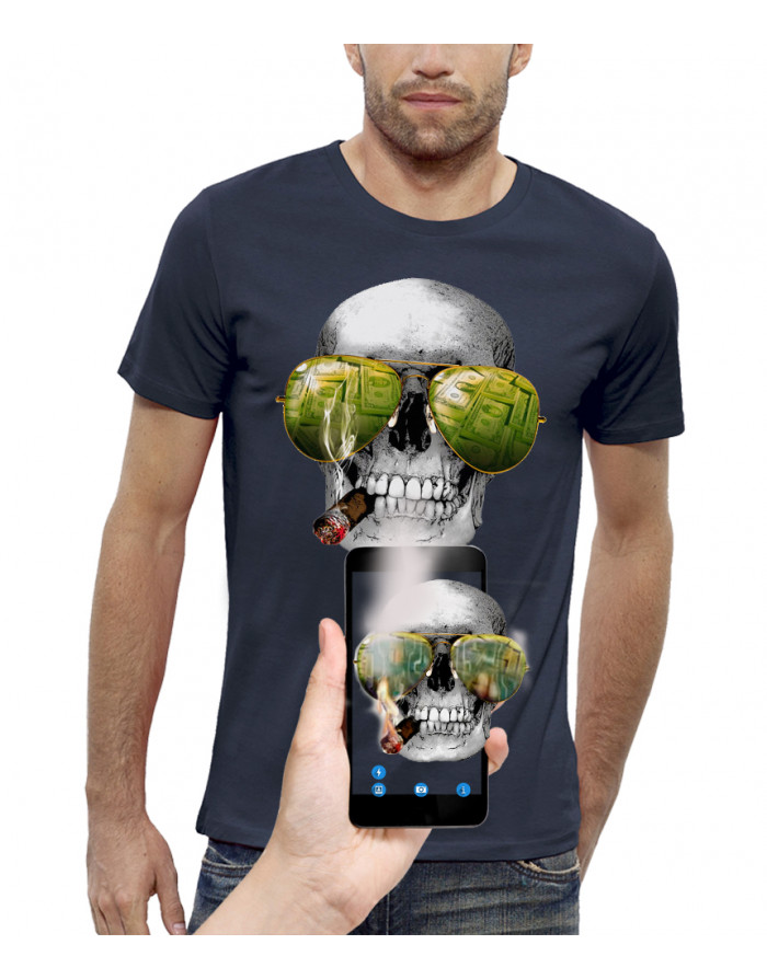 T-shirt 3D animé CRÂNE LAS VEGAS