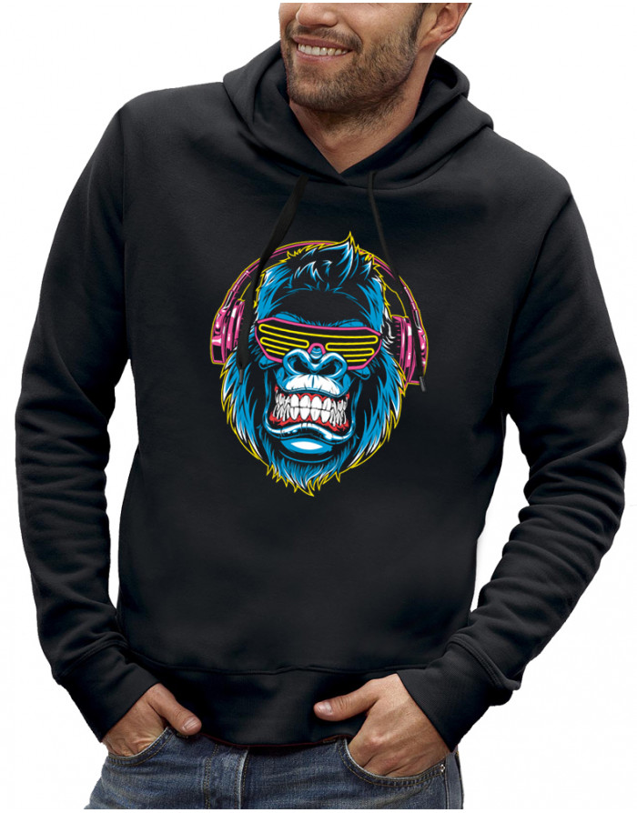 Sweat homme GORILLE FLUO CASQUE DJ