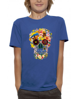 T-shirt enfant CRÂNE AVEC DES FLEURS