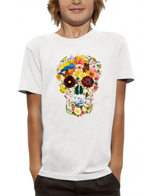 T-shirt enfant CRÂNE AVEC DES FLEURS