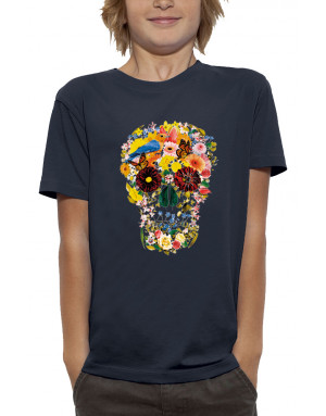 T-shirt enfant CRÂNE AVEC DES FLEURS