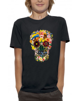 T-shirt enfant CRÂNE AVEC DES FLEURS