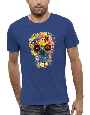 T-shirt homme CRÂNE AVEC DES FLEURS
