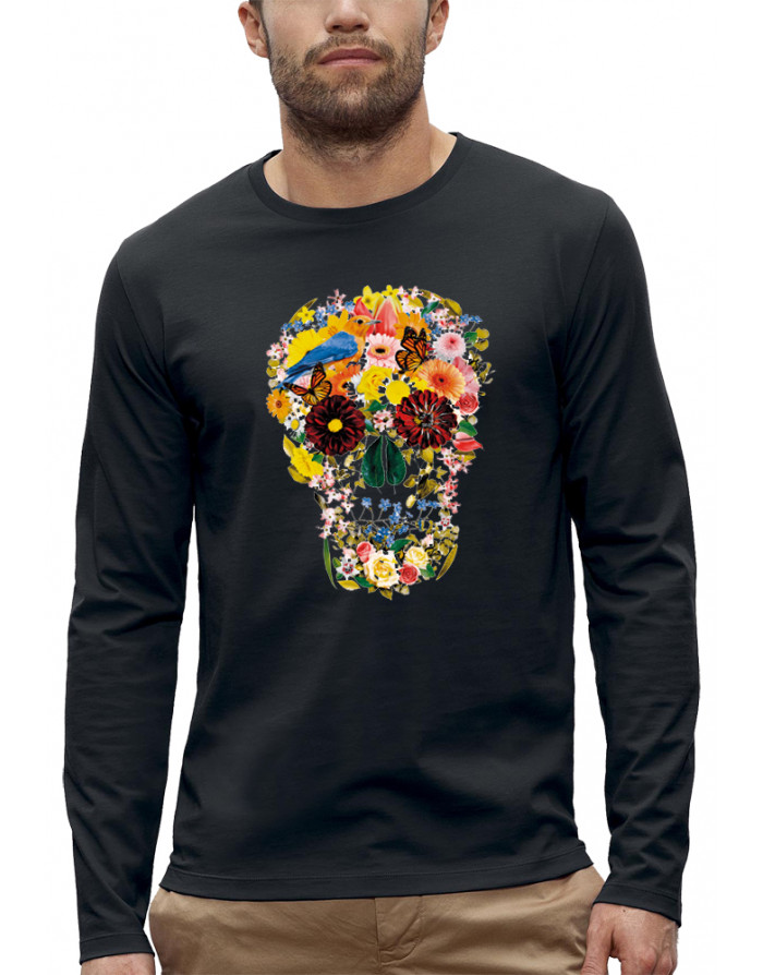 T-shirt CRÂNE AVEC DES FLEURS - Manches longues