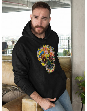 Sweat homme CRÂNE AVEC DES FLEURS