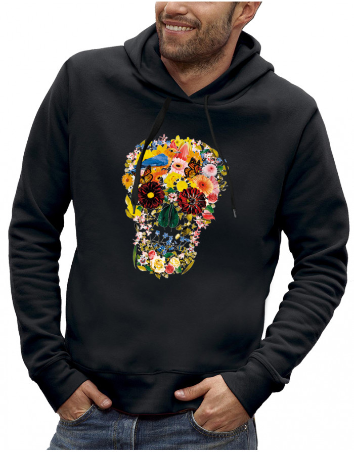 Sweat homme CRÂNE AVEC DES FLEURS