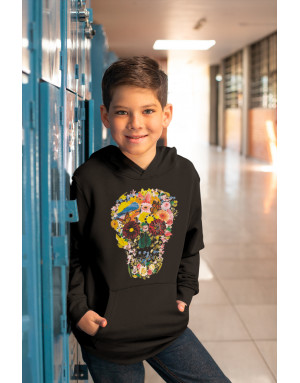 Sweat enfant CRÂNE AVEC DES FLEURS