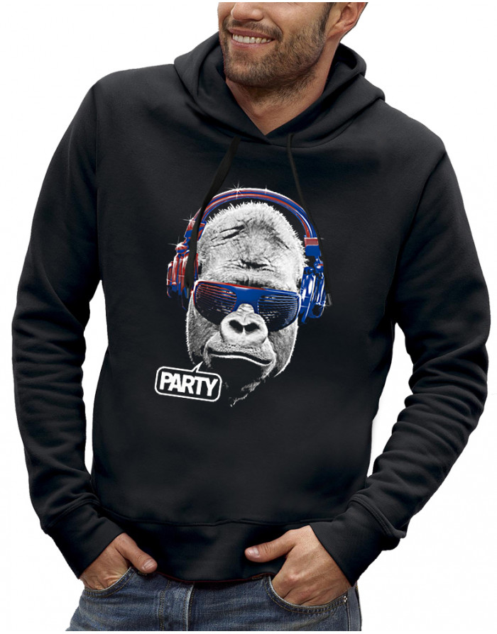 Sweat homme GORILLE LUNETTES ET CASQUE DE DJ