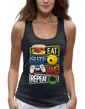 Débardeur femme EAT SLEEP GAME REPEAT