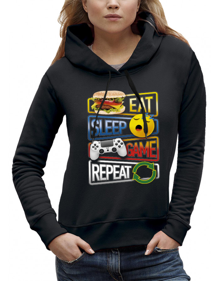 Sweat femme EAT SLEEP GAME REPEAT