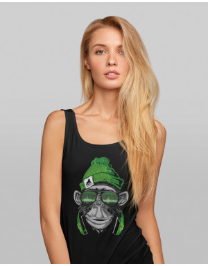 Débardeur femme SINGE BONNET VERT ET CASQUE DE DJ
