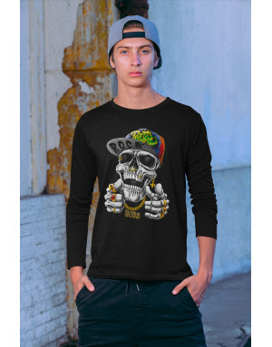 T-shirt CRÂNE CASQUETTE HIP HOP ROCK - Manches longues
