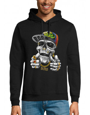 Sweat homme CRÂNE CASQUETTE HIP HOP ROCK