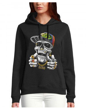 Sweat femme CRÂNE CASQUETTE HIP HOP ROCK