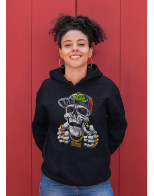 Sweat femme CRÂNE CASQUETTE HIP HOP ROCK