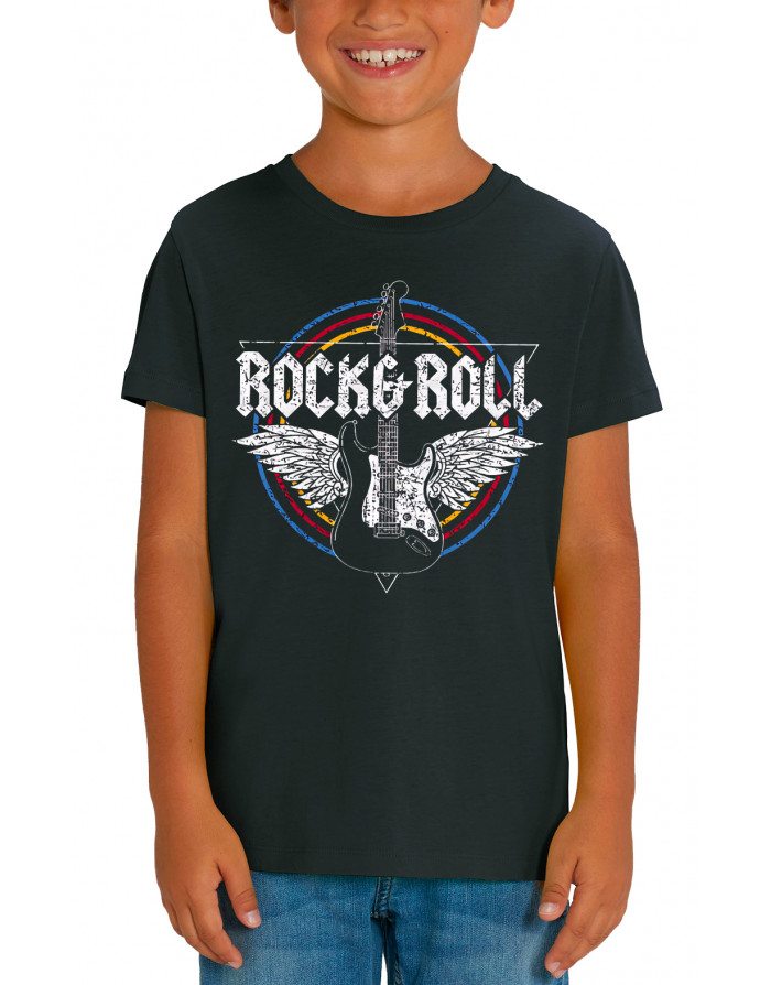 T-shirt enfant ROCK N ROLL GUITARE ET AILES D'ANGE