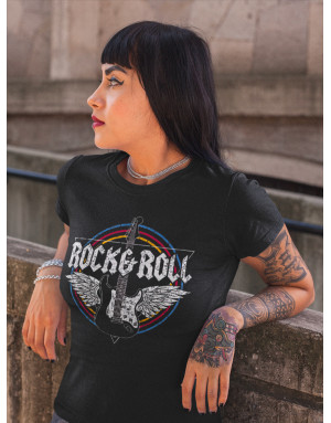 T-shirt Femme ROCK N ROLL GUITARE ET AILES D'ANGE