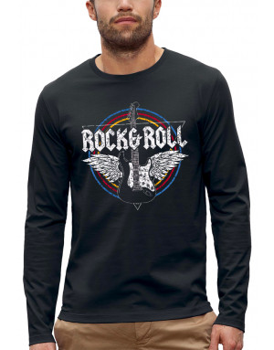 T-shirt ROCK N ROLL GUITARE ET AILES D'ANGE - Manches longues