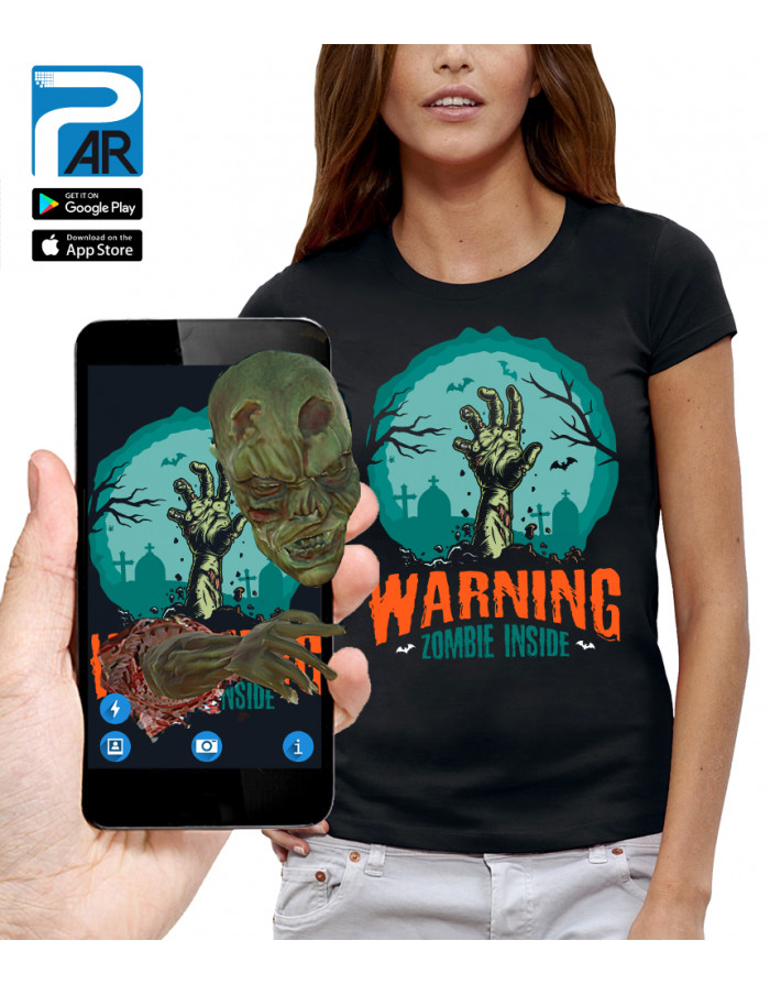 T-shirt 3D animé WARNING ZOMBIE