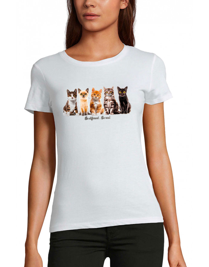 T-shirt Femme CHATS - BE DIFFERENT BE REEL