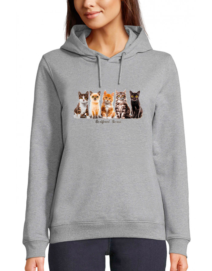 Sweat femme CHATS - BE DIFFERENT BE REEL
