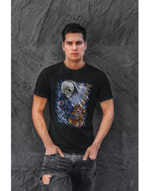 T-shirt homme SQUELETTE GUITARISTE HARD ROCK
