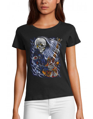 T-shirt Femme SQUELETTE GUITARISTE HARD ROCK