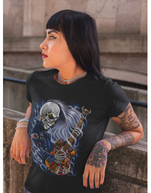T-shirt Femme SQUELETTE GUITARISTE HARD ROCK