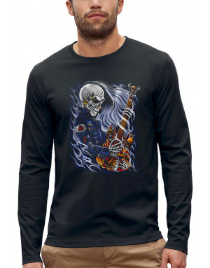 T-shirt SQUELETTE GUITARISTE HARD ROCK - Manches longues