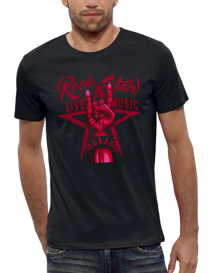 T-shirt homme ROCK STAR SIGNE DES CORNES