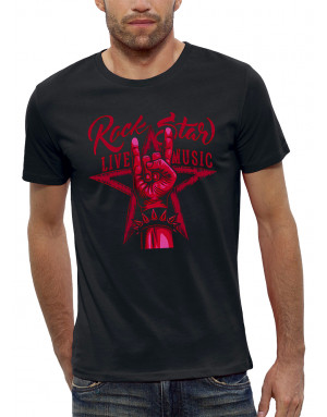 T-shirt homme ROCK STAR SIGNE DES CORNES