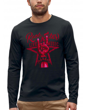 T-shirt ROCK STAR SIGNE DES CORNES - Manches longues