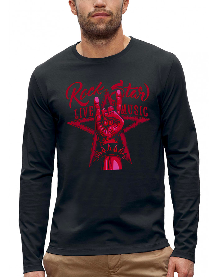 T-shirt ROCK STAR SIGNE DES CORNES - Manches longues