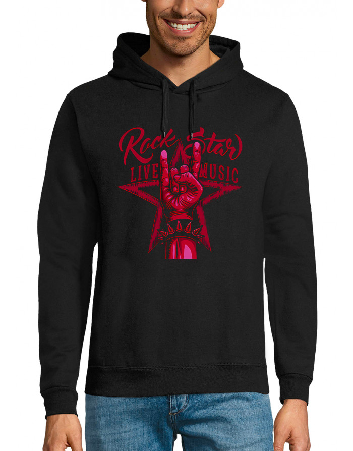 Sweat homme ROCK STAR SIGNE DES CORNES