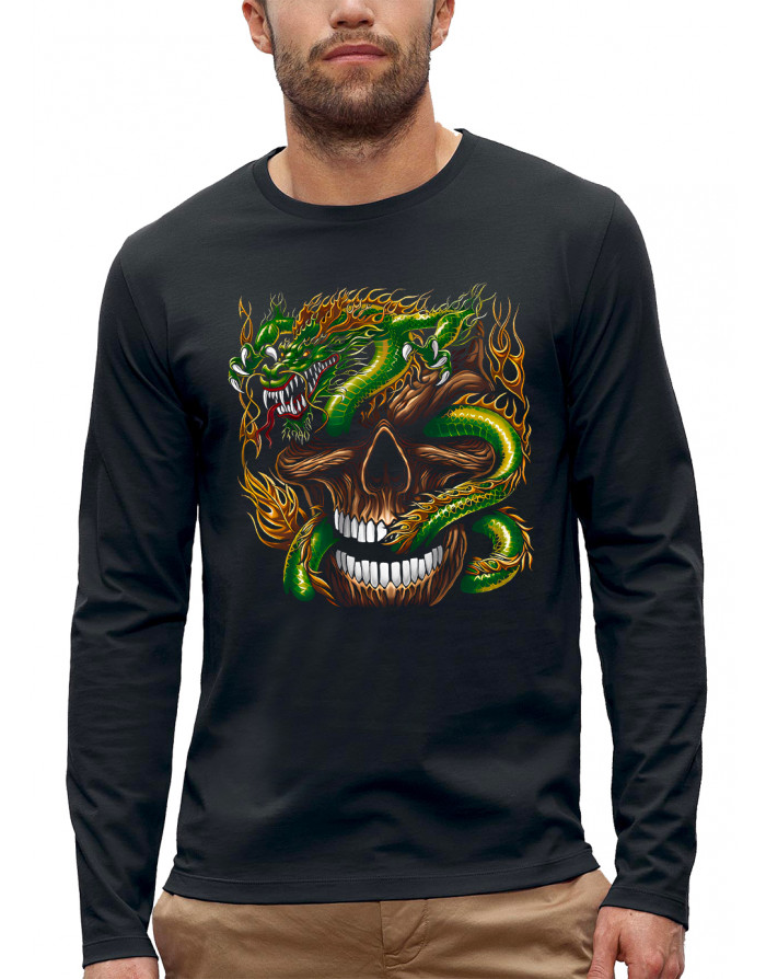 T-shirt CRÂNE ET DRAGON - Manches longues