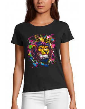 T-shirt Femme LION FLUO AVEC UNE COURONNE