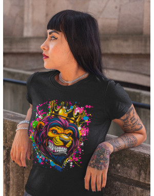 T-shirt Femme LION FLUO AVEC UNE COURONNE