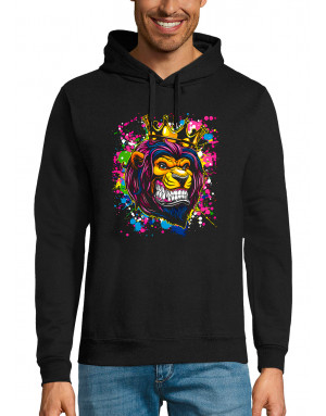 Sweat homme LION FLUO AVEC UNE COURONNE