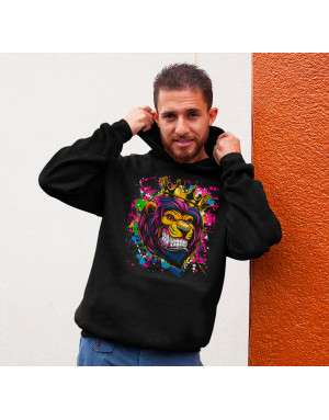 Sweat homme LION FLUO AVEC UNE COURONNE