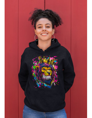 Sweat femme LION FLUO AVEC UNE COURONNE