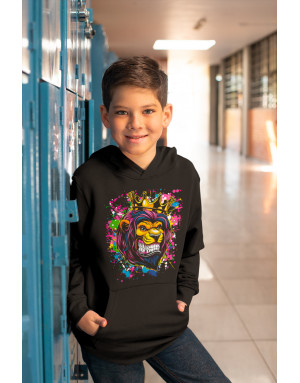 Sweat enfant LION FLUO AVEC UNE COURONNE