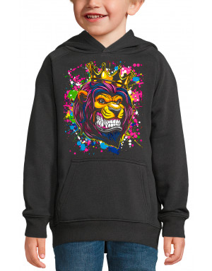 Sweat enfant LION FLUO AVEC UNE COURONNE