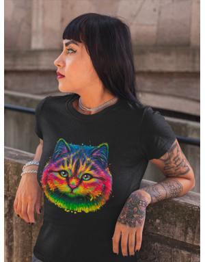 T-shirt Femme CHAT FLUORESCENT