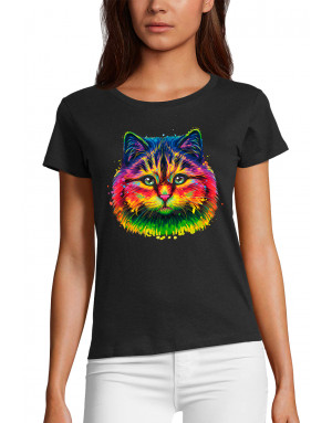 T-shirt Femme CHAT FLUORESCENT