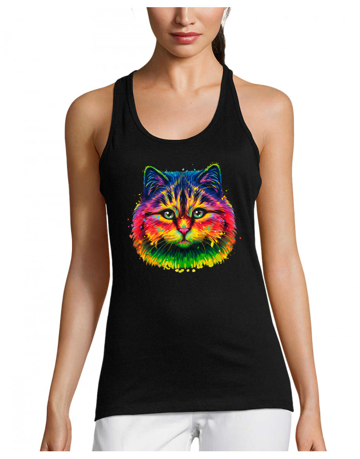 Débardeur femme CHAT FLUORESCENT