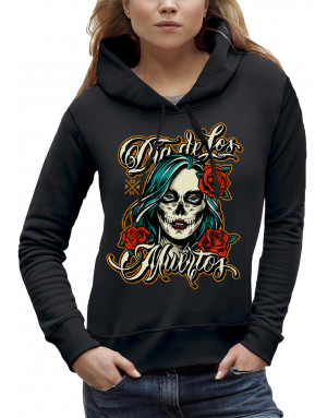 Sweat femme DIA DE LOS MUERTOS ROSES ROUGES