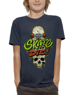 T-shirt enfant SKATE OR DIE PLANCHE CRÂNE